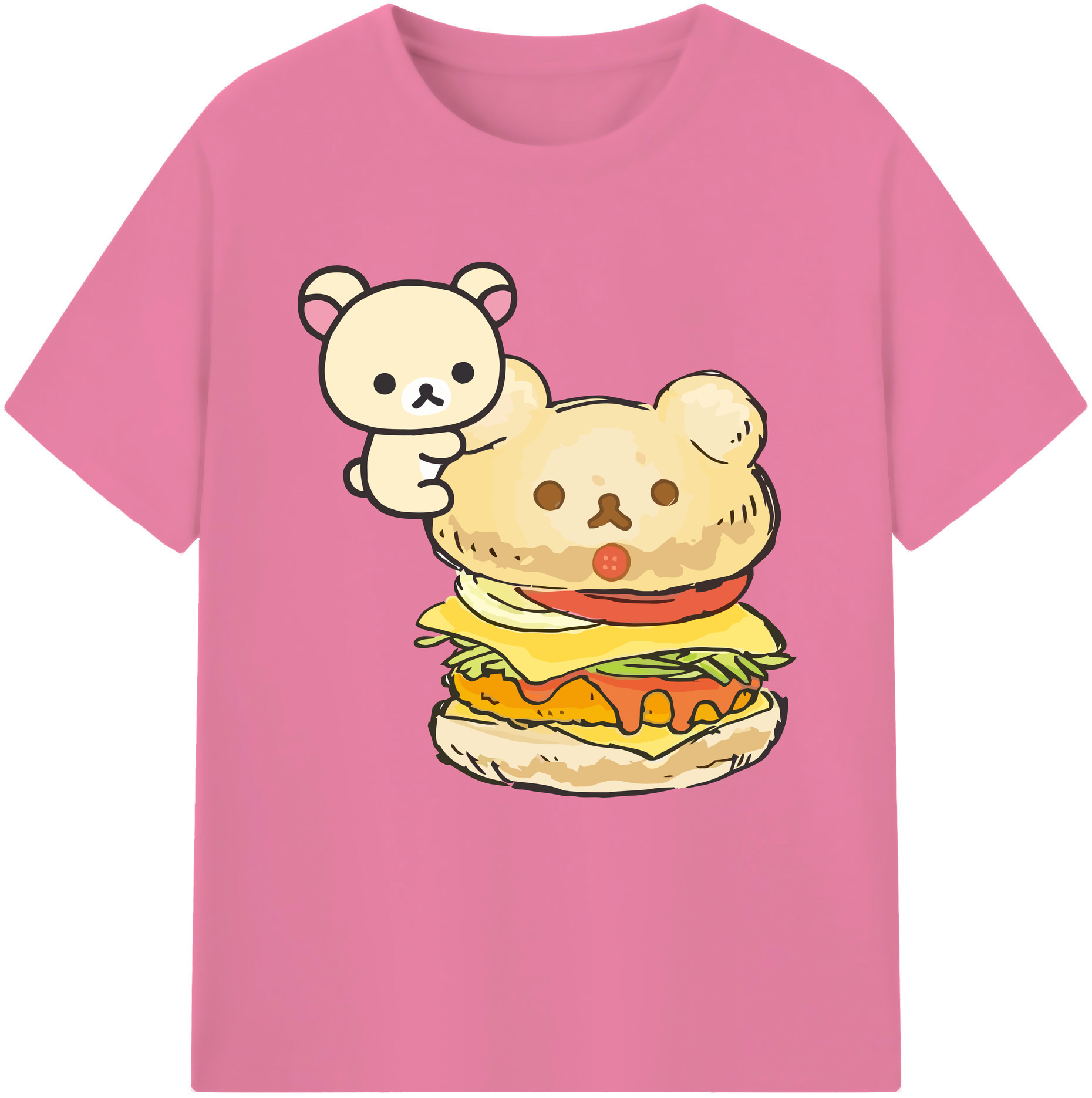 （画像用） リラックマ リラックマ キイロイトリ Rilakkuma Korilakkuma Kiiroitori 綿100％半袖Tシャツ（フロントプリント）